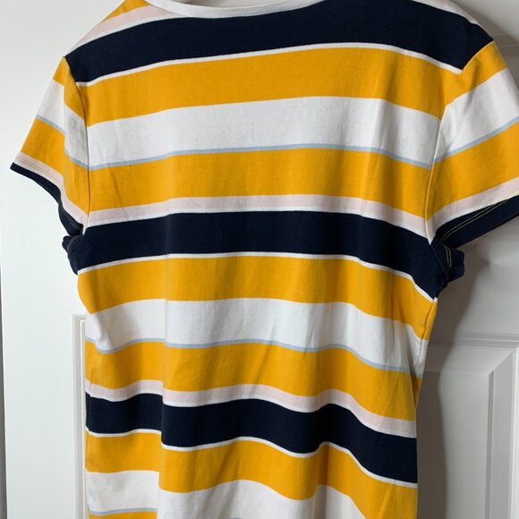 Tommy Hilfiger Women’s XXL Yellow, Blue, White 100% Cotton Striped Crew Neck Tee - Picture 6 of 12